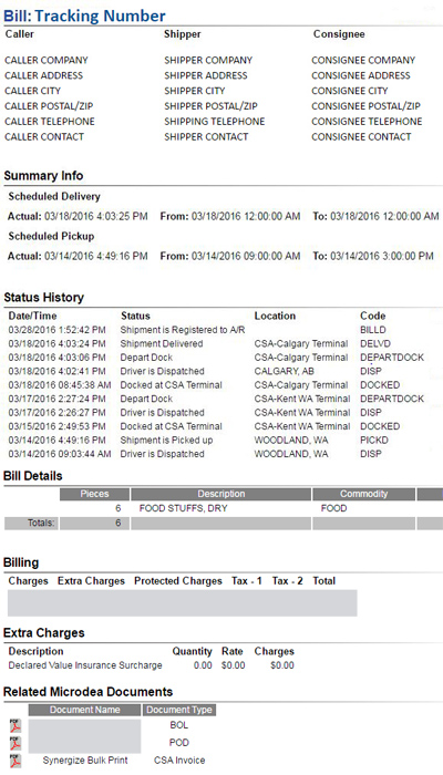 Online Tracking Bill Number Example